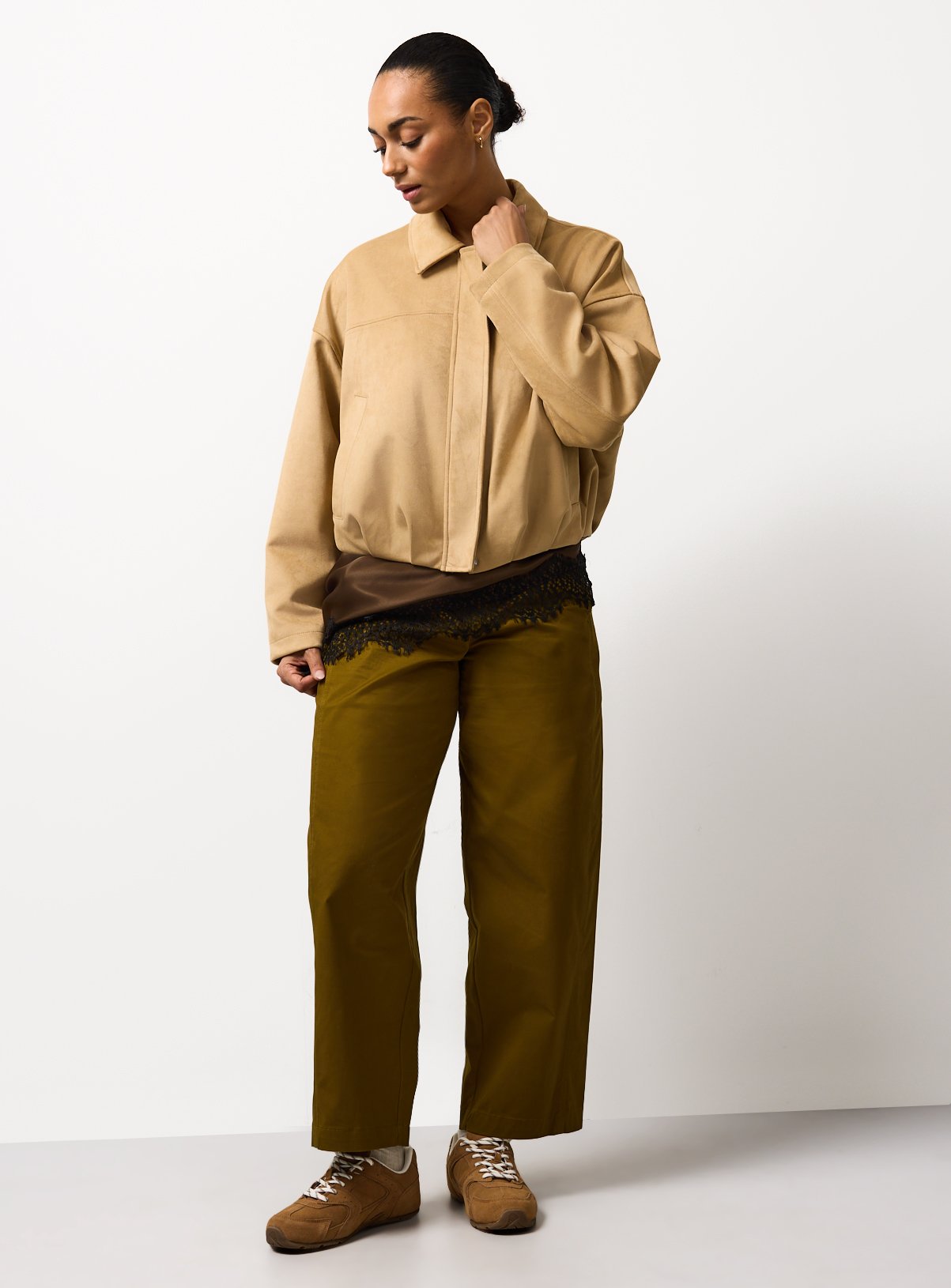 Olive Twisted Seam Barrel Leg Trousers 16 - Image 2 thumbnail